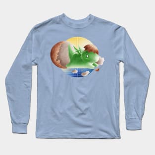 Kawaii Green Baby Dragon - With Background Long Sleeve T-Shirt